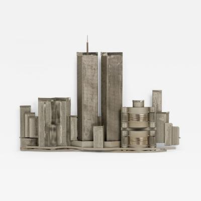 Contemporary American Shaped Silver Metal City Skyline Sculpture