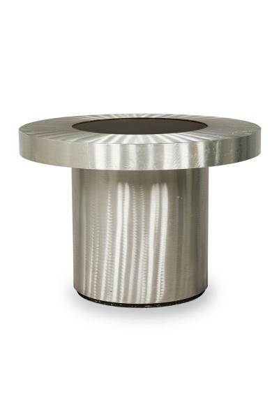 Contemporary American Stainless Steel and Black Glass Infinity Table