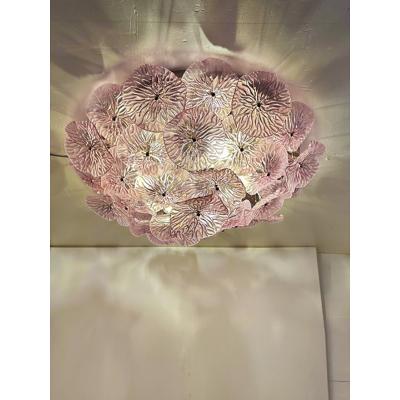 Contemporary Ametista Floral Murano Style Glass Flush Mount