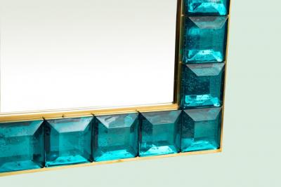 Contemporary Aqua Marine Diamond Murano Glass Mirror In Stock
