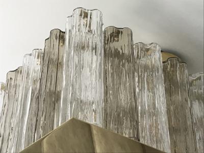 Contemporary Art Deco Style Italian Crystal Smoked Murano Glass Flush Chandelier