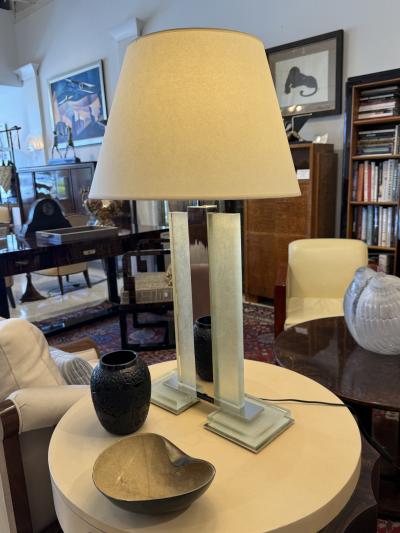 Contemporary Art Deco Style Table Lamp in Original Saint Gobain Textured Glass