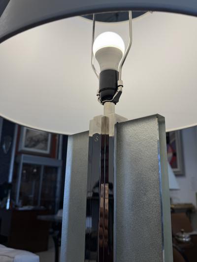 Contemporary Art Deco Style Table Lamp in Original Saint Gobain Textured Glass