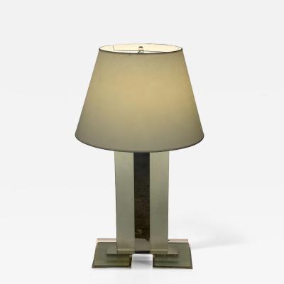 Contemporary Art Deco Style Table Lamp in Original Saint Gobain Textured Glass