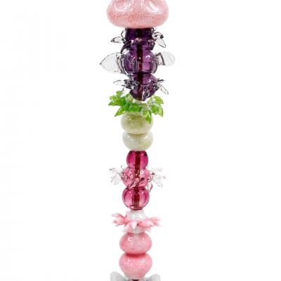 Contemporary Art Nouveau Style Multicolored Crystal Floral Pair Of Floor Lamps