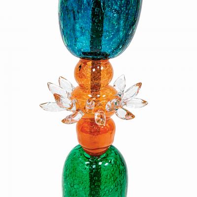 Contemporary Art Nouveau Style Multicolored Crystal Floral Pair Of Floor Lamps
