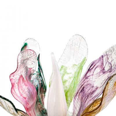 Contemporary Art Nouveau Style Multicolored Crystal Floral Pair Of Floor Lamps