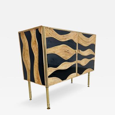 Contemporary Bamboo and Brass Chest Italy