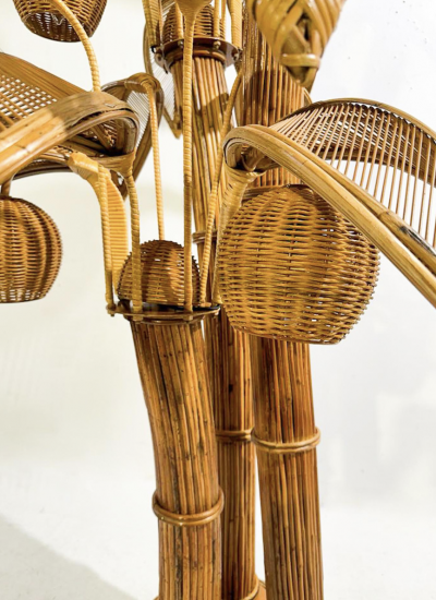 Contemporary Bamboo and Rattan Coconut Tree Floor Lamp France