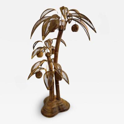Contemporary Bamboo and Rattan Coconut Tree Floor Lamp France
