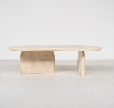 Contemporary Bean Shaped Coffee Table Travertine