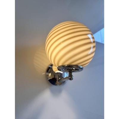 Contemporary Beige and Brown Rods Murano Glass Wall Sconces Set of Two