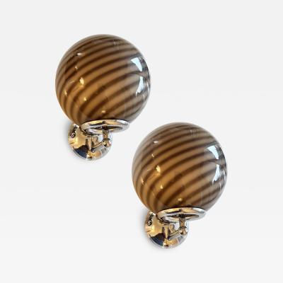 Contemporary Beige and Brown Rods Murano Glass Wall Sconces Set of Two