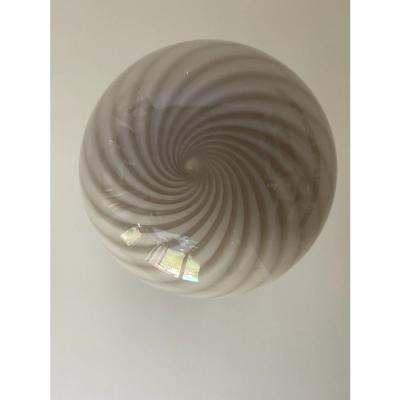Contemporary Beige and White Sphere Pendant in Murano Glass