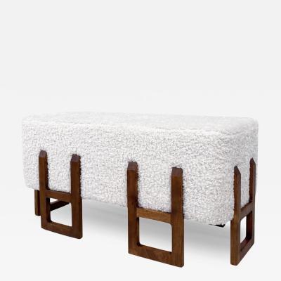 Contemporary Bench Wood and Fabric Italy