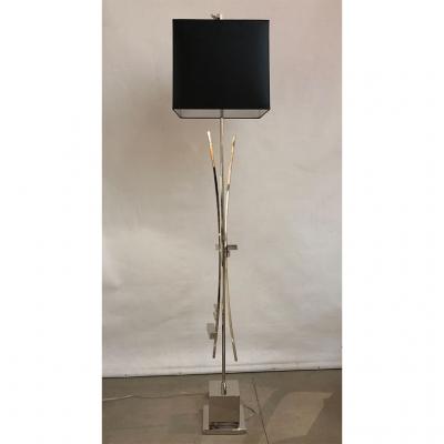 Contemporary Bespoke Italian Abstract Design Meccano Nickel Floor Lamp