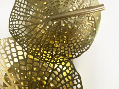 Contemporary Bespoke Organic Italian Art Design Perforated Brass Leaf Sconce