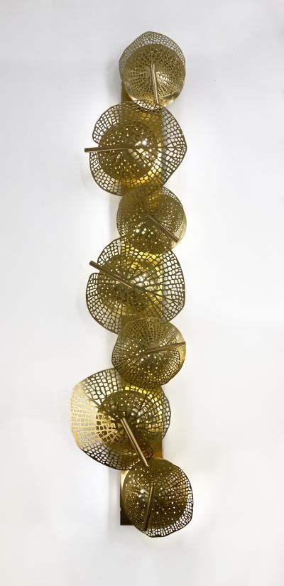 Contemporary Bespoke Organic Italian Art Design Perforated Brass Leaf Sconce