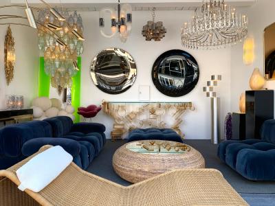 Contemporary Black Curve Mirror Italy