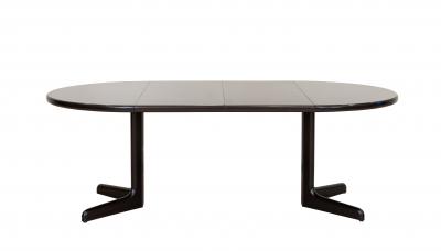 Contemporary Black Ebonized Round Dining Table