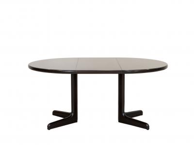 Contemporary Black Ebonized Round Dining Table