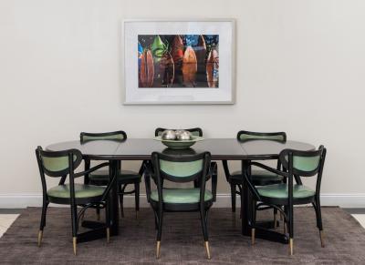 Contemporary Black Ebonized Round Dining Table