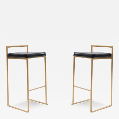 Contemporary Black Leather Bar Stools
