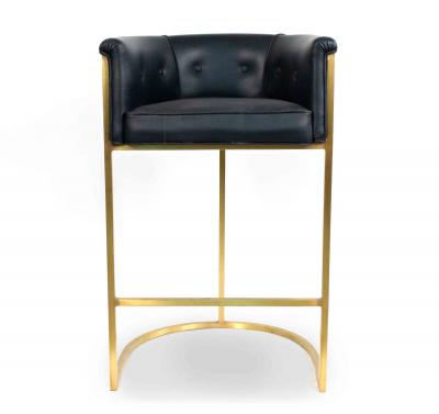 Contemporary Black Leather Bar Stools