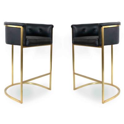 Contemporary Black Leather Bar Stools