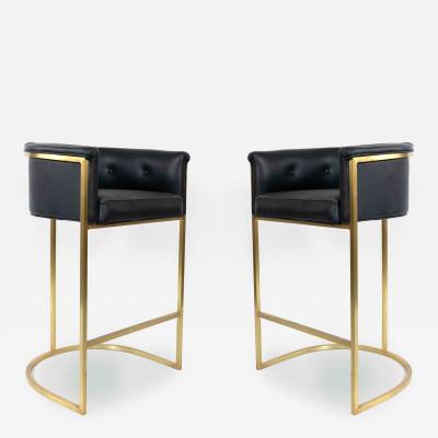 Contemporary Black Leather Bar Stools