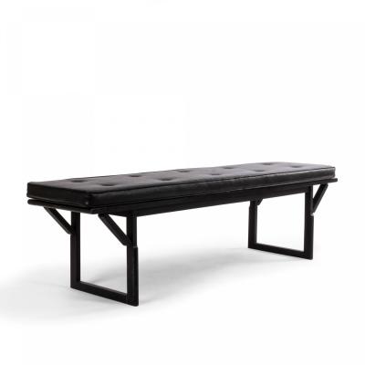 Contemporary Black Leather Button Tufted Benches