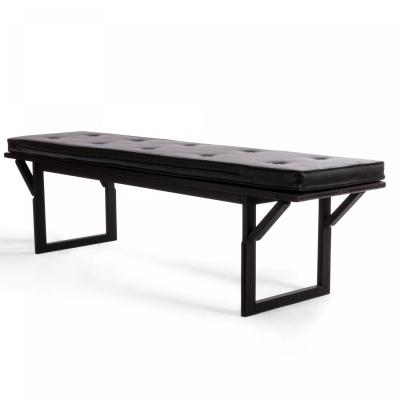 Contemporary Black Leather Button Tufted Benches