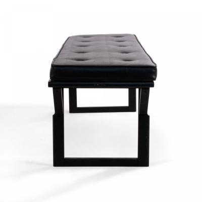 Contemporary Black Leather Button Tufted Benches
