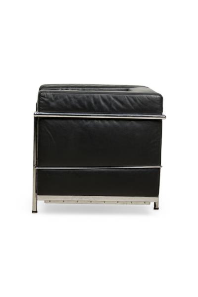 Contemporary Black Leather and Steel Tube Lounge Chairs