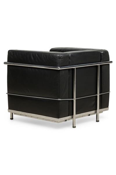 Contemporary Black Leather and Steel Tube Lounge Chairs