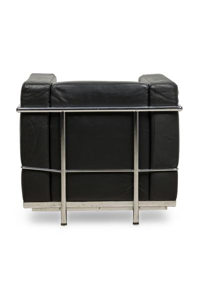 Contemporary Black Leather and Steel Tube Lounge Chairs
