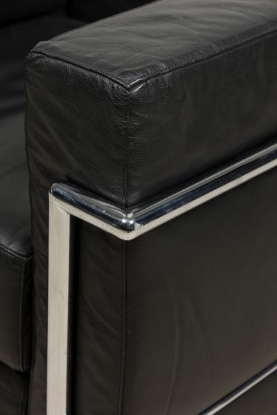 Contemporary Black Leather and Steel Tube Lounge Chairs