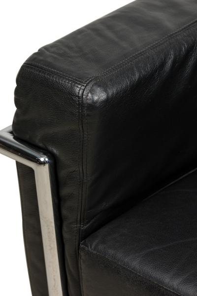 Contemporary Black Leather and Steel Tube Lounge Chairs
