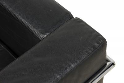 Contemporary Black Leather and Steel Tube Lounge Chairs