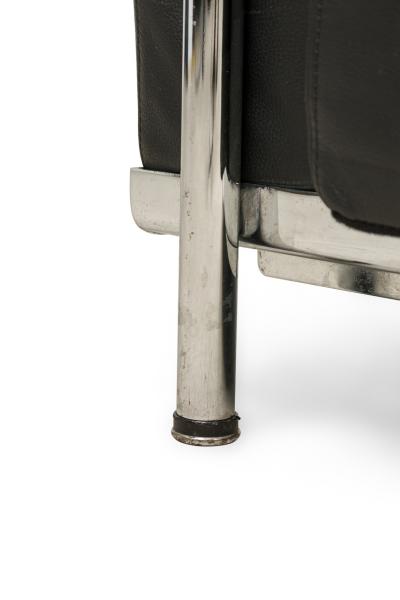 Contemporary Black Leather and Steel Tube Lounge Chairs