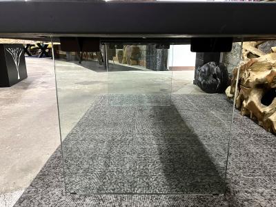 Contemporary Black Oakwood Live Edge Dining Table With Glass Feet Austria 2022