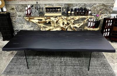 Contemporary Black Oakwood Live Edge Dining Table With Glass Feet Austria 2022