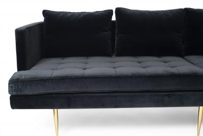 Contemporary Black Velvet Sofa