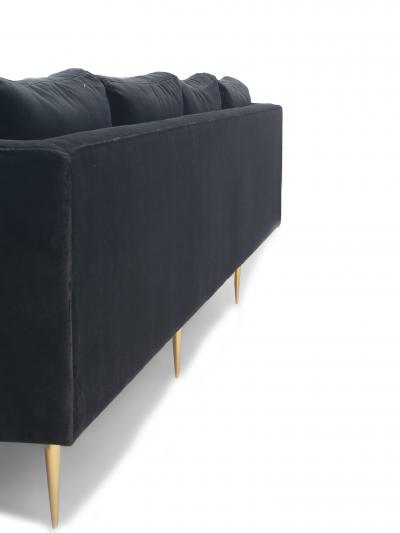 Contemporary Black Velvet Sofa