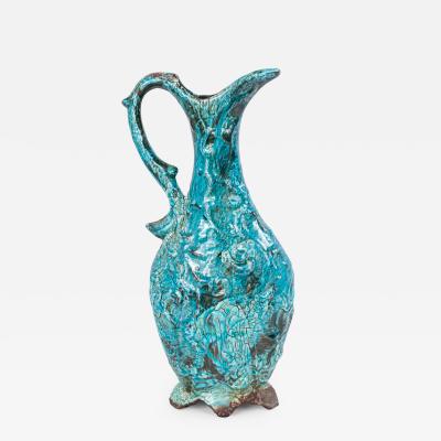 Contemporary Blue Ceramic Pitcher