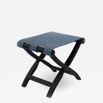 Contemporary Blue Pony Hair Stool