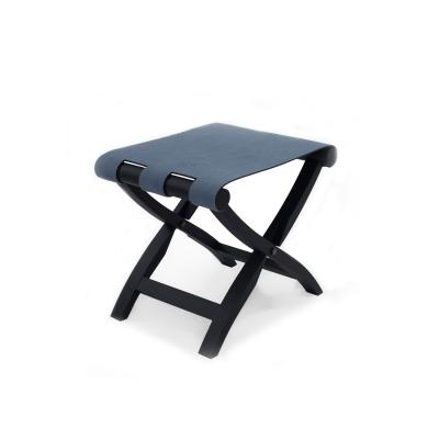 Contemporary Blue Pony Hair Stool