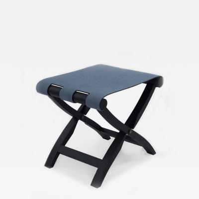 Contemporary Blue Pony Hair Stool
