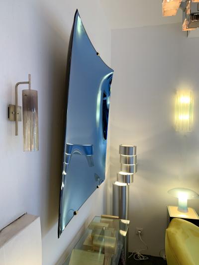 Contemporary Blue Square Curve Mirror Italy