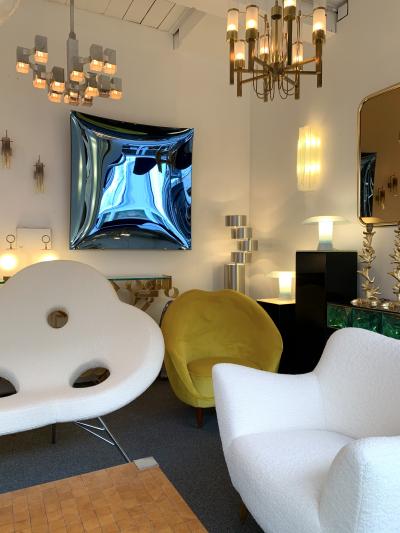 Contemporary Blue Square Curve Mirror Italy